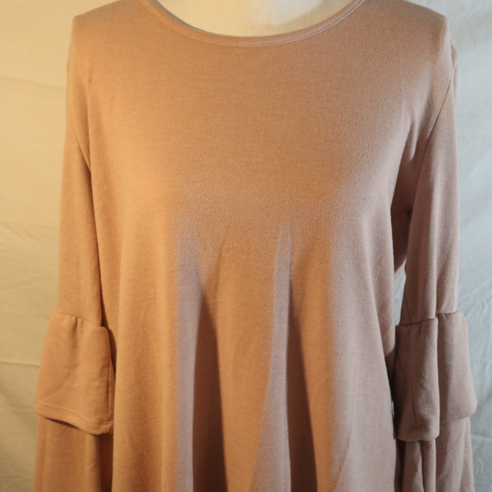 Como Vintage Pink Sweater Tie back, Ruffle Slvs XL